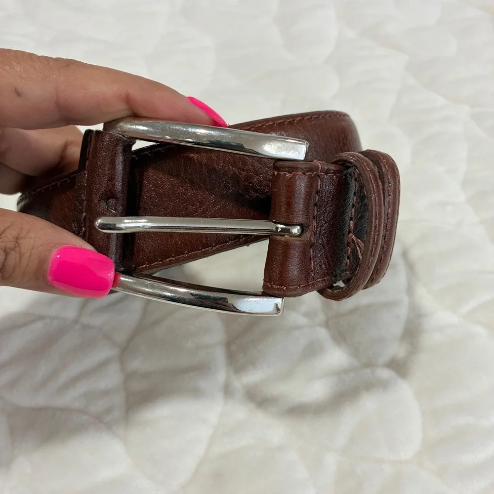 Handcrafted in‎ America Genuine Leather Brown Belt Career Casual Mens Size 38/35